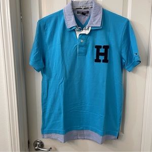 Tommy Hilfiger Polo Shirt VTG - Tuqouise Blue.  Mens: Large.